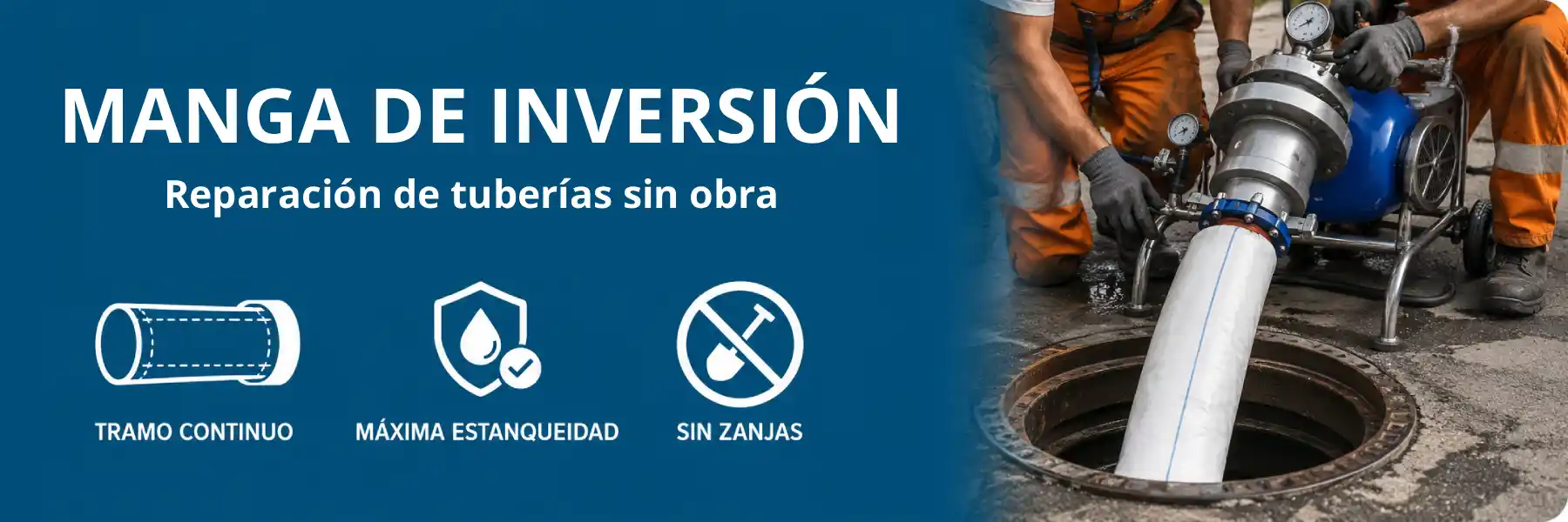 manga de inversion para la reparación de tuberías